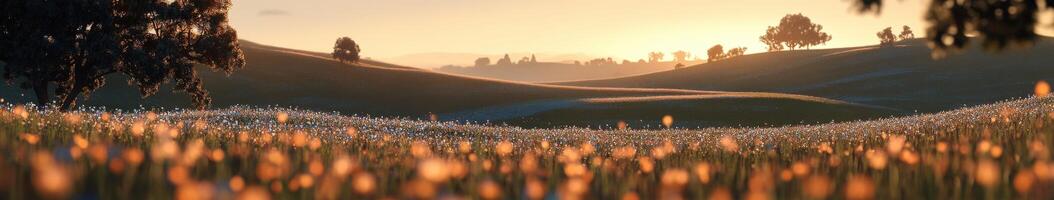 Sunset meadow in spring photo