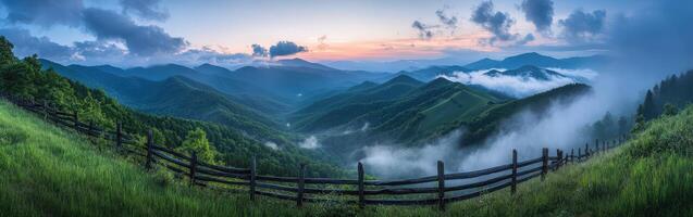Breathtaking sunrise over mountains photo