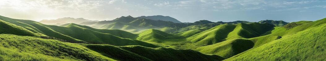 Green hills, clear skies photo