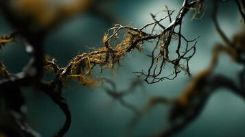 Moss growing on intricate branches photo