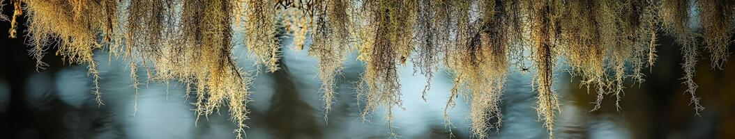 Moss draping over water photo