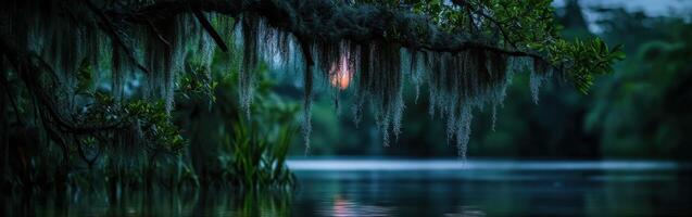 Moss over calm waters photo