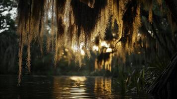 Serene sunset over still waters photo