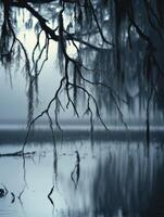 Mysterious moss drapes over water photo