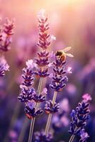 Buzzing bees by lavender photo