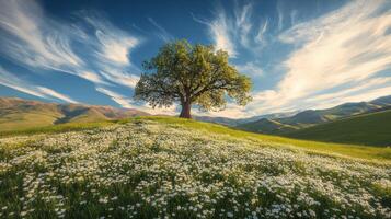 Colorful spring tree scene photo