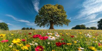 Bright meadow under a clear sky photo