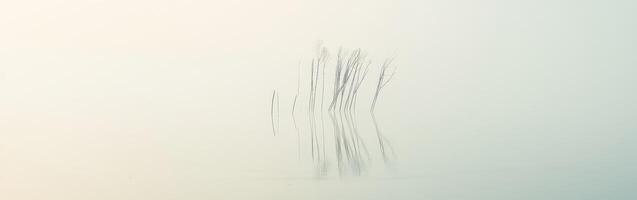 Misty reeds' reflections photo