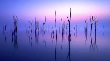 Dawn reflections on water photo