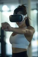 Exploring virtual reality fitness in a gym photo