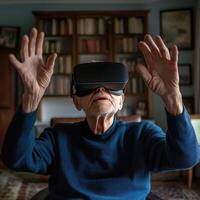 Senior enjoying virtual reality photo