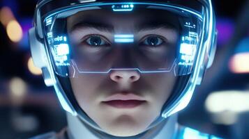 Futuristic virtual reality adventurer photo