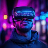 VR adventure in city lights photo