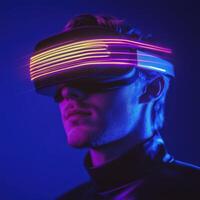 Glowing headset VR experience photo