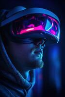 Man explores vivid virtual reality photo