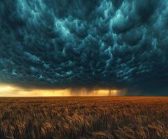 Storm clouds over a field of wheat photo