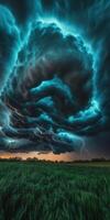 A stormy sky with a large cloud in the background photo