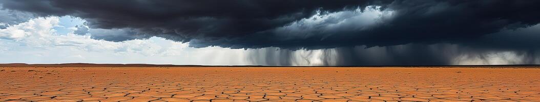 Clouds tower over dry landscape photo