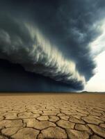 A large storm cloud over a dry desert photo