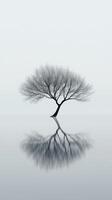 Lonely tree reflecting on calm water surface photo