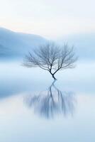 Stillness of a lone tree in tranquil water photo