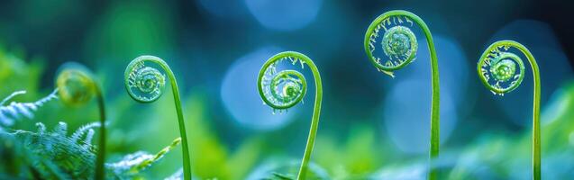 Fern fonds showcase intricate spiral fronds photo