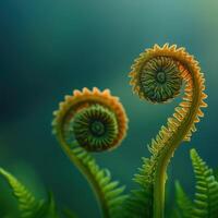 Vibrant fern fonds unfurling in natural light photo