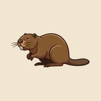 Cartoon Beaver Illustration Staring to the Left with Brown Color vector