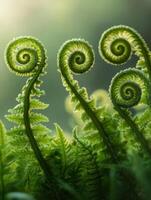 Fern fonds with intricate spirals photo