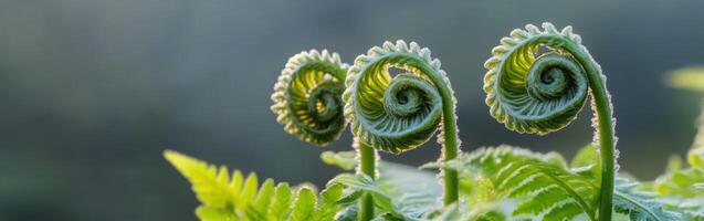 Fern fonds displaying delicate fiddleheads photo