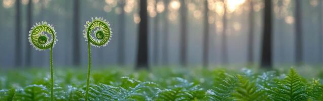 Two ferns in the middle of a forest photo