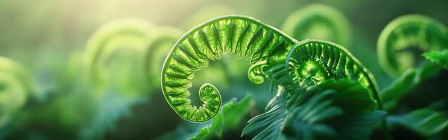 Fern fonds in lush green environment photo