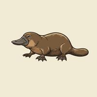 Illustration of a Platypus Walking on a Light Colored Background vector