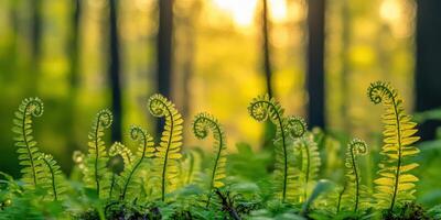 Fern fonds in a lush forest setting photo