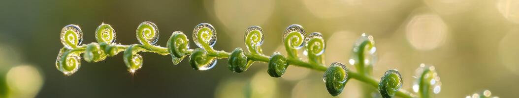 Fern fonds with dew droplets in sunlight photo