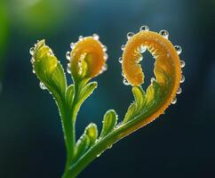 Beautiful fern fonds with dew in the morning photo