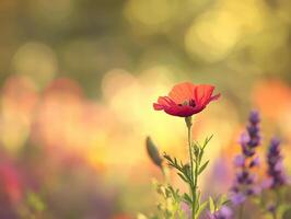 Vibrant wildflower blooms in a lush meadow photo