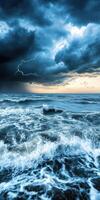 Storm clouds gather over a restless sea photo