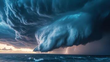 Storm clouds loom over the coastal landscape photo