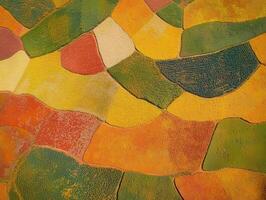 Vibrant patterns of farmland in autumn hues photo