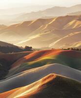 Scenic rolling hills bathed in warm light photo
