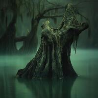 Misty wetland cypress tree photo