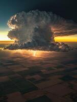 Thunderstorm at sunset photo