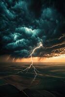 Lightning strikes in a storm photo