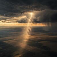 Lightning strikes fields in storm photo