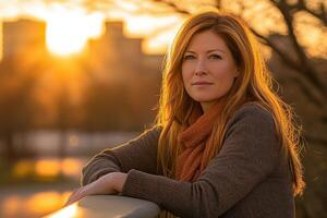 A woman with long red hair photo