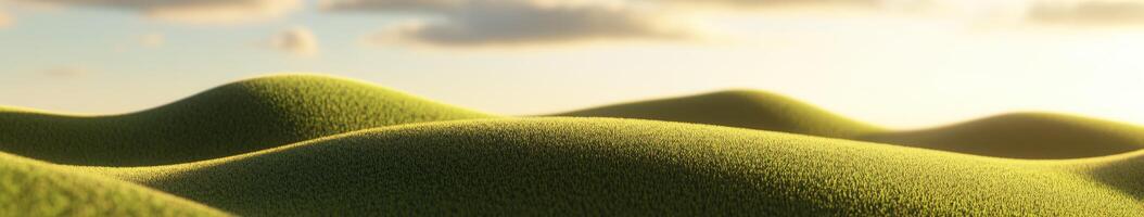 3d rendering of grassy hills with clouds in the background photo