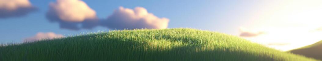 A grassy hill with clouds in the background photo