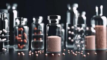 Psyllium fiber in glass containers on a dark surface photo