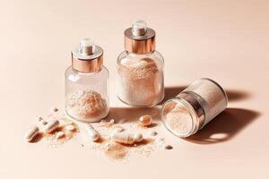 Explore different psyllium supplements in clear containers photo